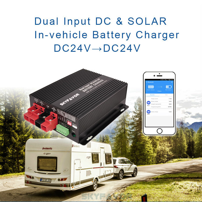 Fast 24v Dc to Dc Battery Charger 24v 50A MPPT 24v 30a Solar Charger Dual Input Camper Van Vehicle Marine RV Battery Charger