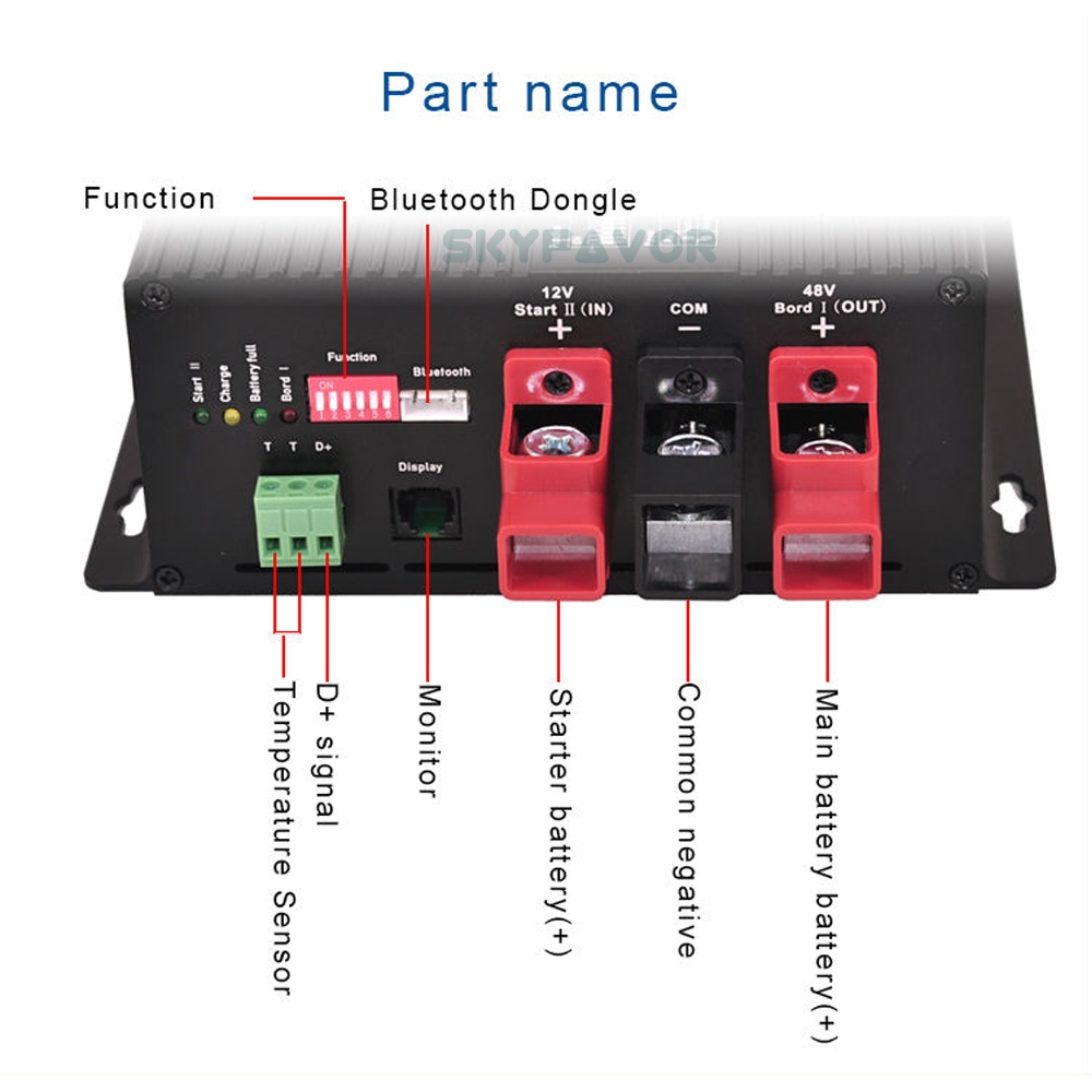 Universal 12V to 48V Dc to Dc Charger 48V 16A Automatic on Board Camper Trailer Yacht RV Battery Charger for 48 Volt Battery