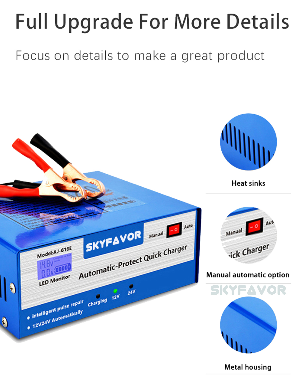 Automatic 12V 10A 24V 5A Battery Charger Auto Shutoff Charger - Universal for Car Boat Marine Truck Motorcycle Batteries Charger