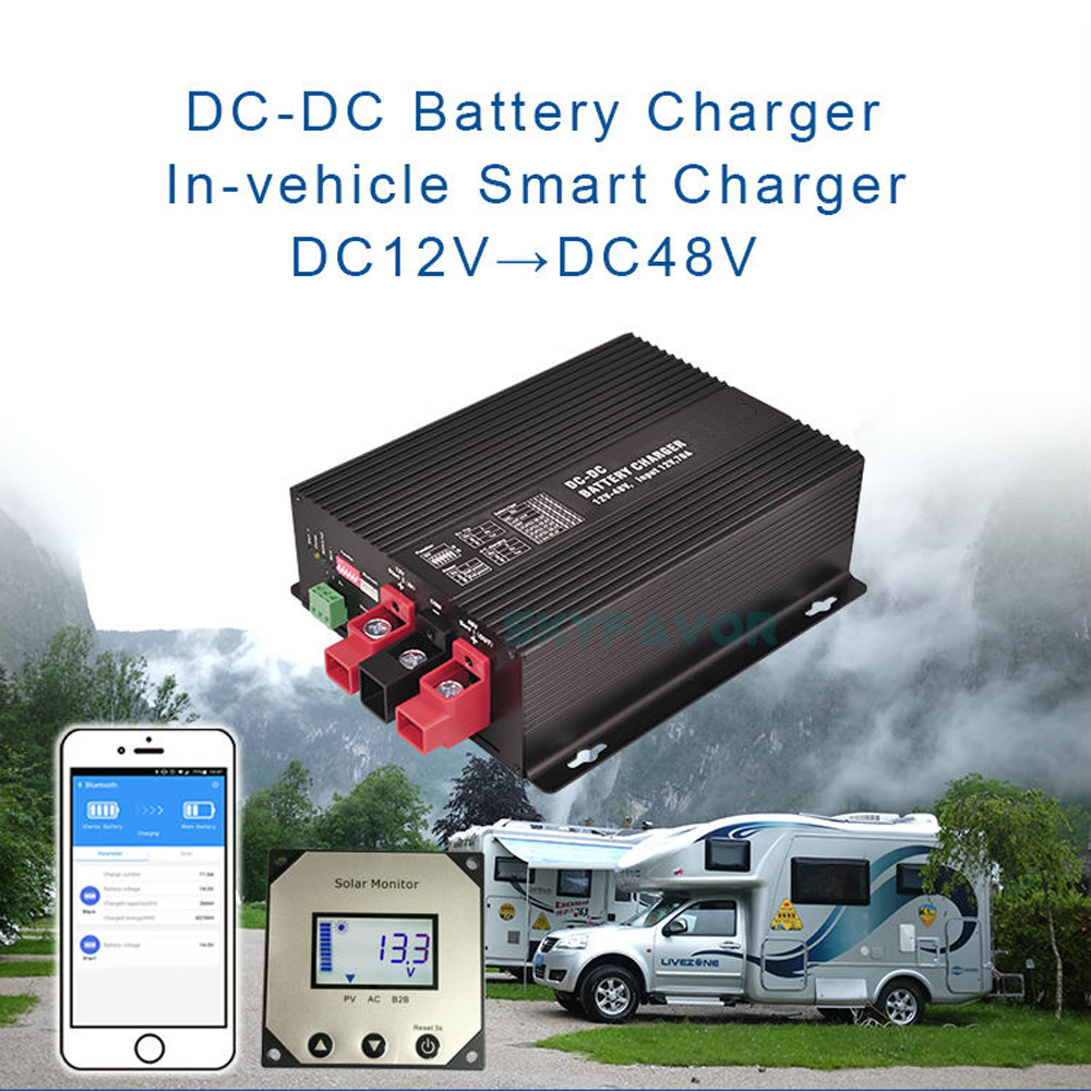New Product 12v to 48v Charger Automatic on Board Smart DC to DC Charger 12v Battery to Battery 48V 16A Camper Yacht RV Charger