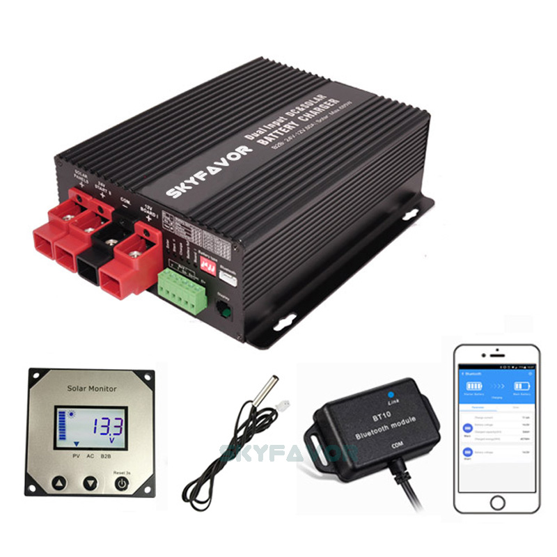 New 12V to 24V DC-DC Charger 25A Dual Input Automatic Battery Charger OVP Solar MPPT for Lithium Lifepo4 & Lead Acid