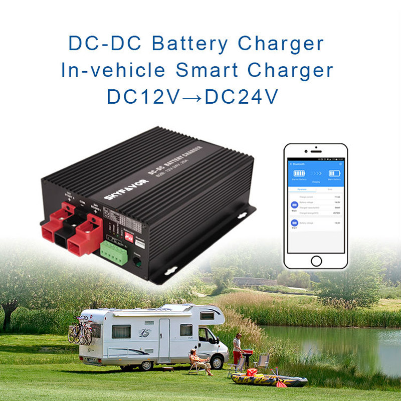 Universal 12Vdc to 24Vdc Battery Charger 24V 25A on Board Fast Automatic Dc to Dc Battery Charger for RV Camper Trailer Yacht