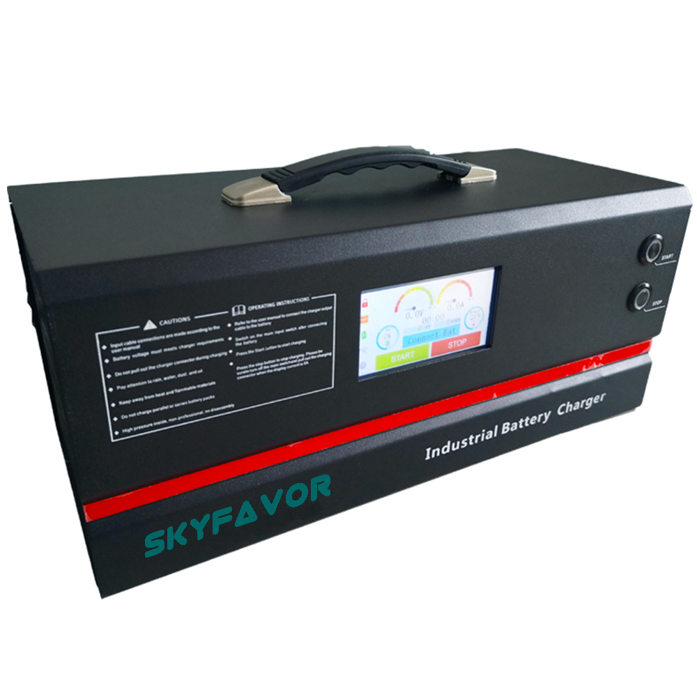 Professional Automatic 48V Forklift Battery Charger 48V 50A Fast Touch Screen Adjustable Battery Charger for Forklift Pallet agv