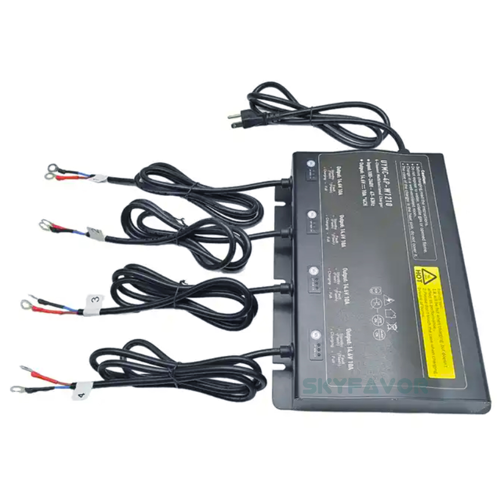 12V 10A Waterproof Automatic Lithium Ion Battery Charger 4 Bank 4 Channel 600W Output Universal Board for Lead Acid Lifepo4