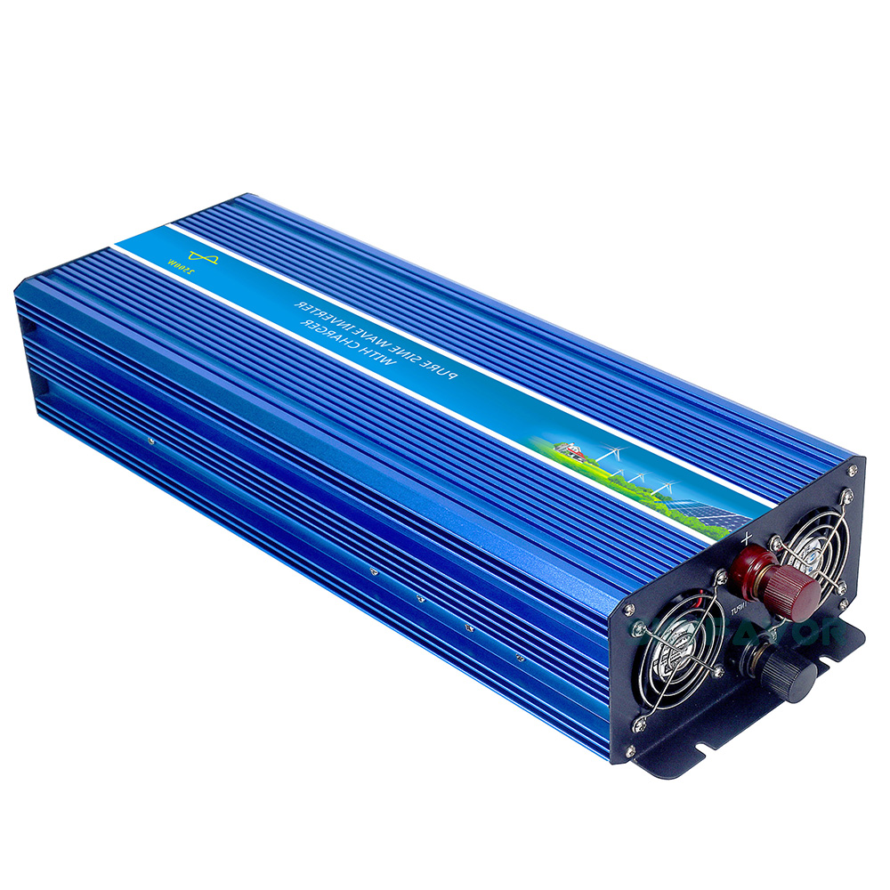 Off Grid 2000W Pure Sine Wave Inverter 12V 24V DC to AC 110V 230V Power Inverter with Charger 12v 24v 10a Fast Battery Charger