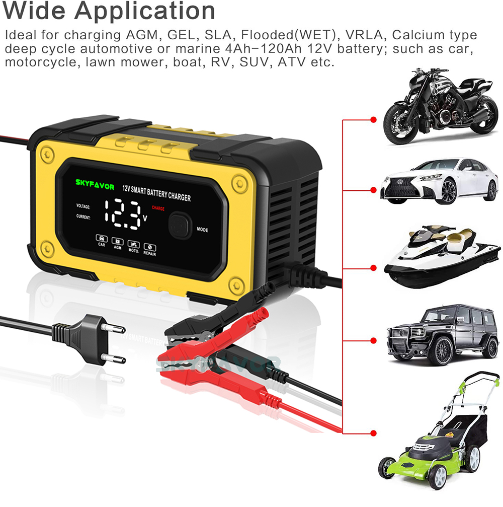 Wholesale Automatic 12V 7A Smart Lifepo4 Lead Acid Trickle Universal Fast Automatic Battery Charger Motorcycle Battery Charger