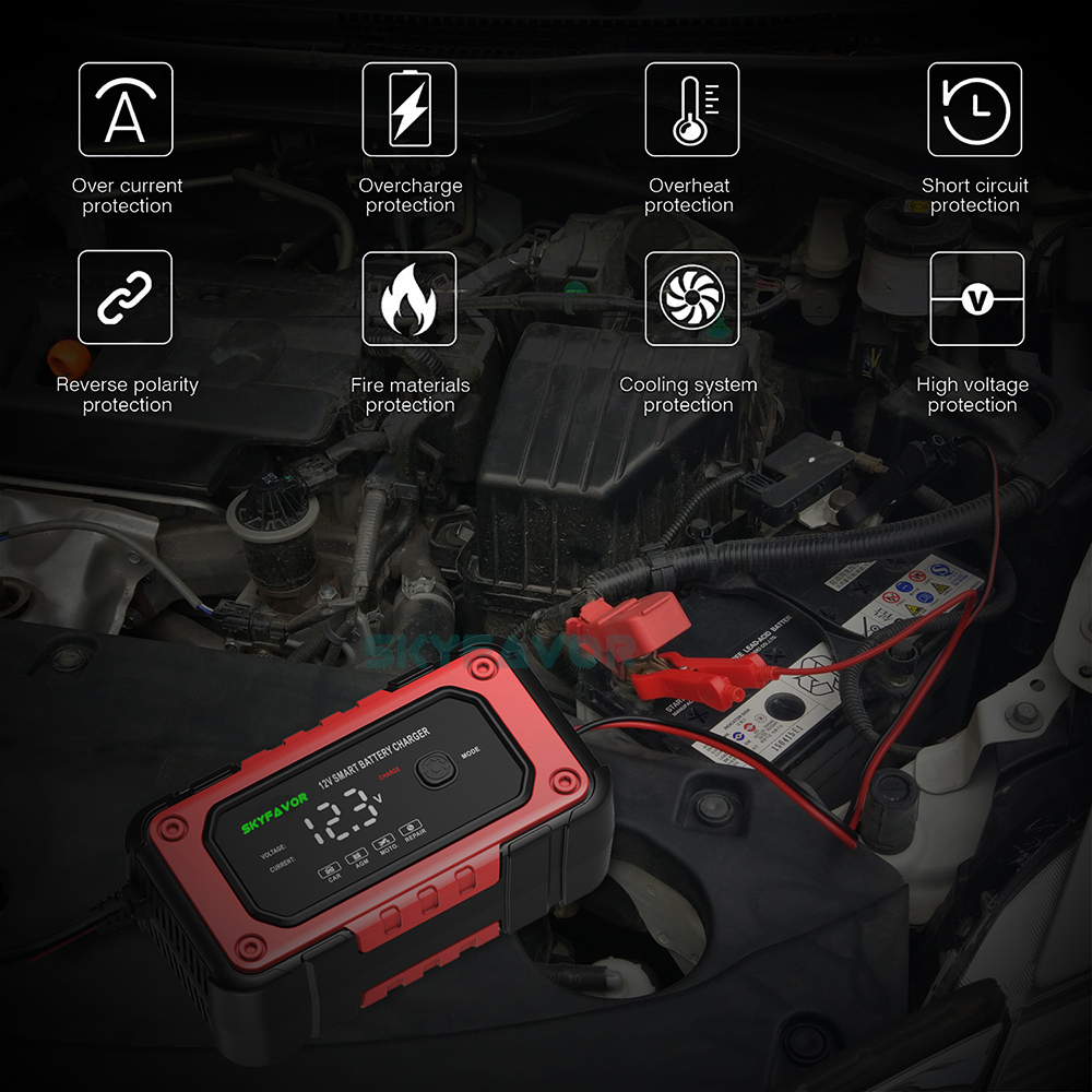 Wholesale Automatic 12V 7A Smart Lifepo4 Lead Acid Trickle Universal Fast Automatic Battery Charger Motorcycle Battery Charger