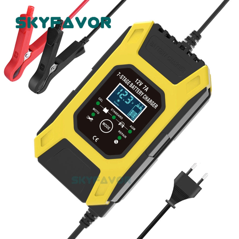 Automatic 7-stage Pulse Repair Battery Charger 12V 7A Motorcycle Car Battery Charger Lead Acid Battery Maintainer & Desulfator