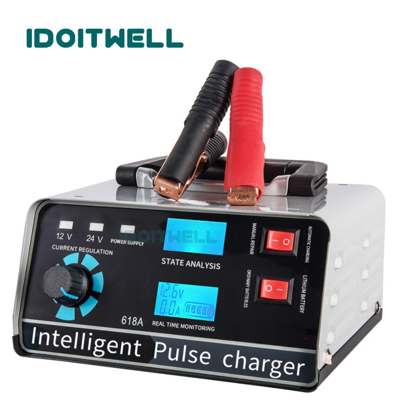 Trending Universal 12V 24V Battery Charger 12V 24V 30A 15A Adjustable Current Lead Acid Lithium Battery Charger & Pulse Repair