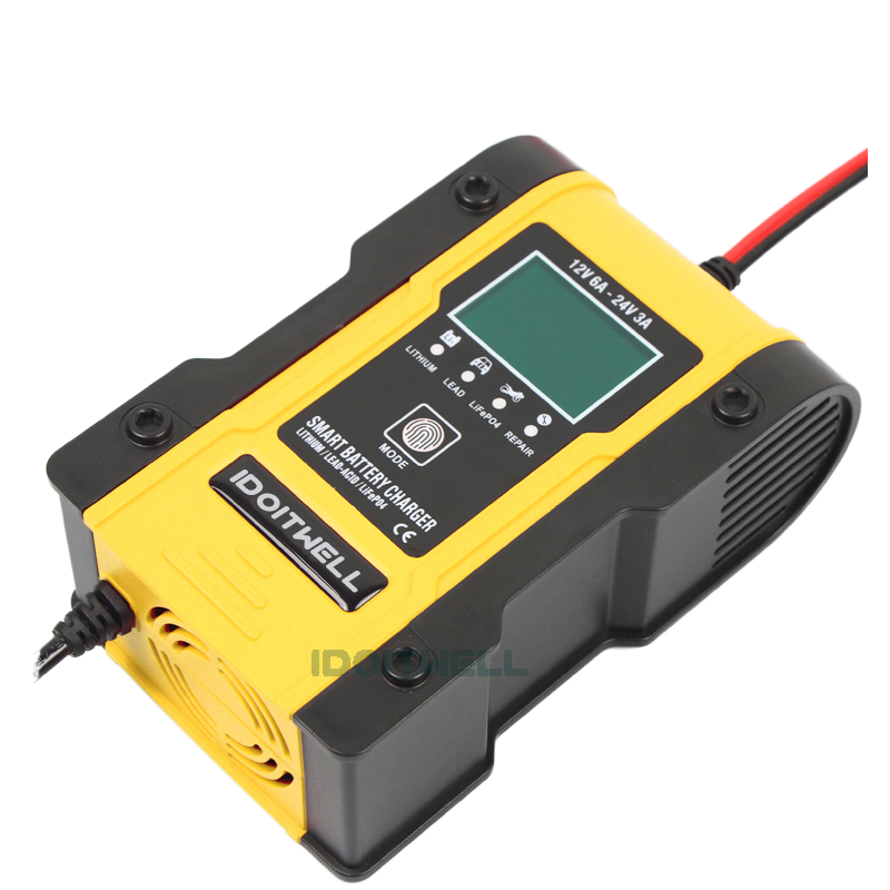 Smart Portable Car Battery Charger 12V24V Automatic Universal Fast Charging Suitable for Motorcycle Lead-Acid LiFePO4 Batteries