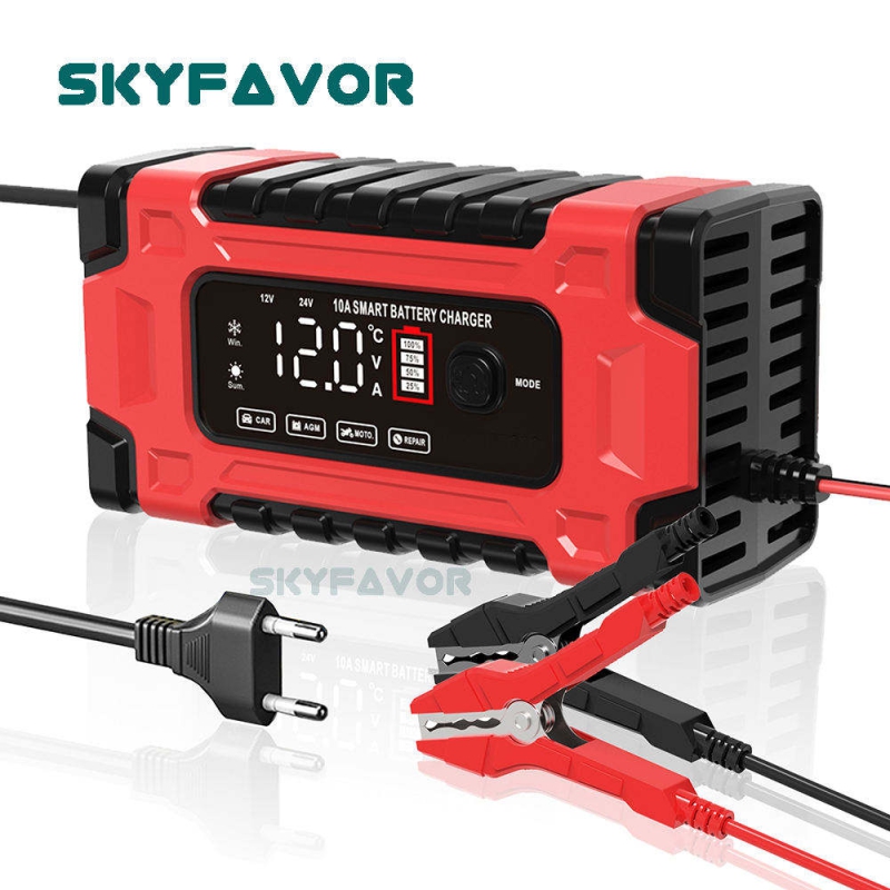 Professional 12V 24V Car Battery Charger 12V 24V 5A-10A Pulse Repair & OTP Protection for Gel/AGM Deep Cycle Car Battery Charger