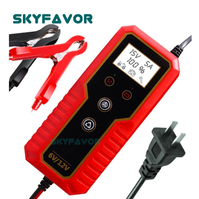 Factory Motorcycle Car Battery Charger 6V 12V 8A Universal Automatic Pulse Repair Lead Acid Battery Charger with Lcd Display